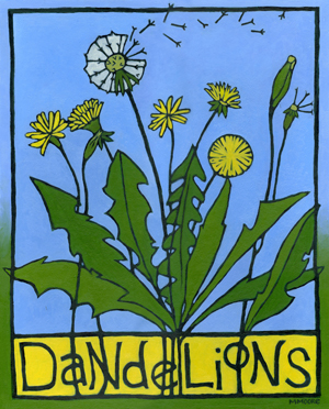 Dandelions, 2008, (oil on illustration board)