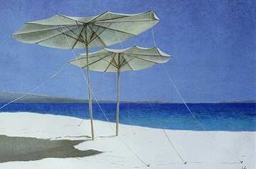 Umbrellas, Greece, 1995 (acrylic on paper)