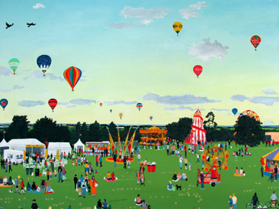 Balloons and Fairground, 2014 (oil on linen)