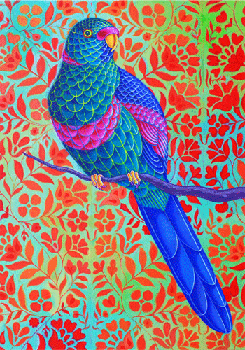 Blue Parrot, 2015, (oil on canvas), Tattersfield, Jane / Private Collection / Bridgeman Images